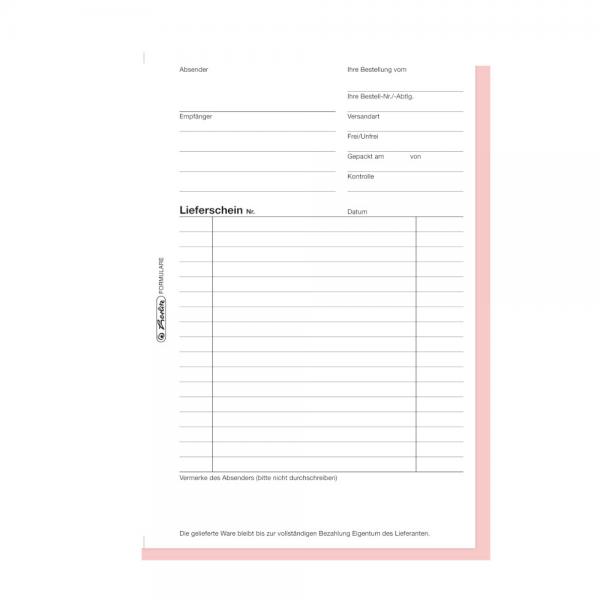 5x Herlitz Lieferscheinbuch 201 / A5 / 2x 50 Blatt