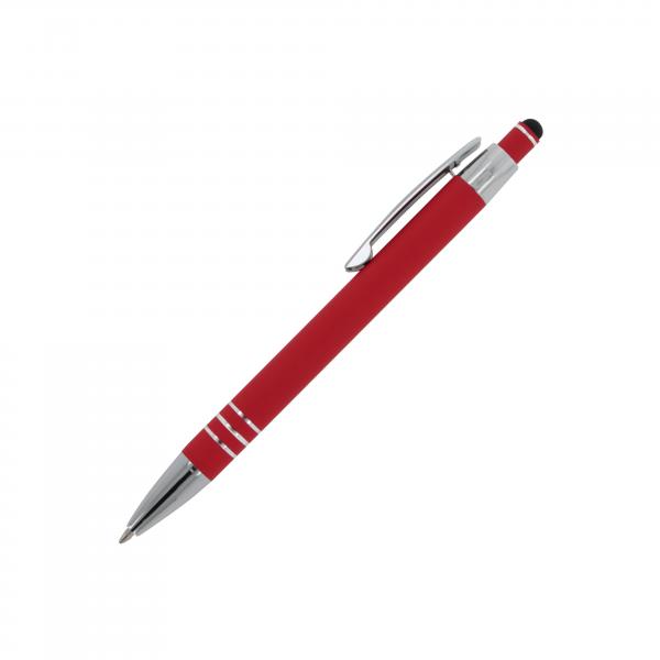 5x Touchpen Kugelschreiber / aus Metall / mit Soft-Touch / Farbe: rot