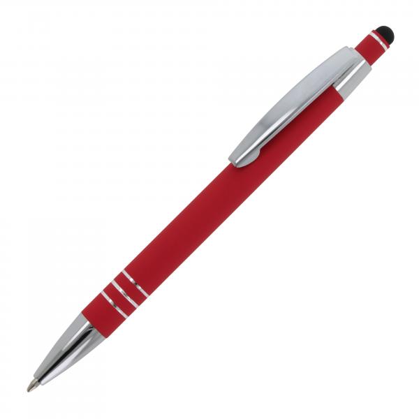 5x Touchpen Kugelschreiber / aus Metall / mit Soft-Touch / Farbe: rot