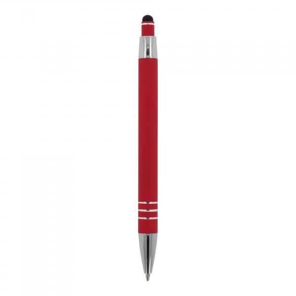 5x Touchpen Kugelschreiber / aus Metall / mit Soft-Touch / Farbe: rot