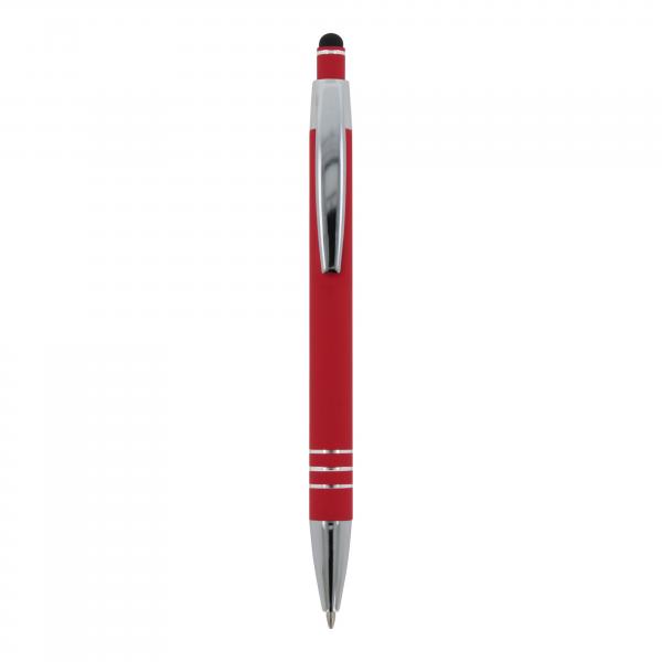 5x Touchpen Kugelschreiber / aus Metall / mit Soft-Touch / Farbe: rot