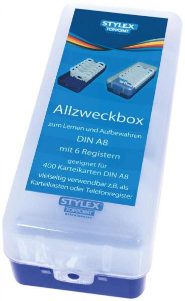 6x Lernbox Karteikasten DIN A8 blau, rot, grün, pink