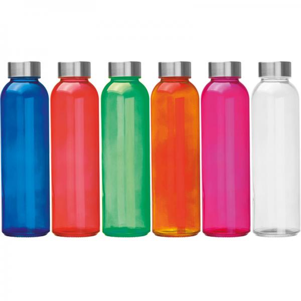 6x Trinkflasche / aus Glas / Füllmenge: 500ml / 6 verschieden Farben