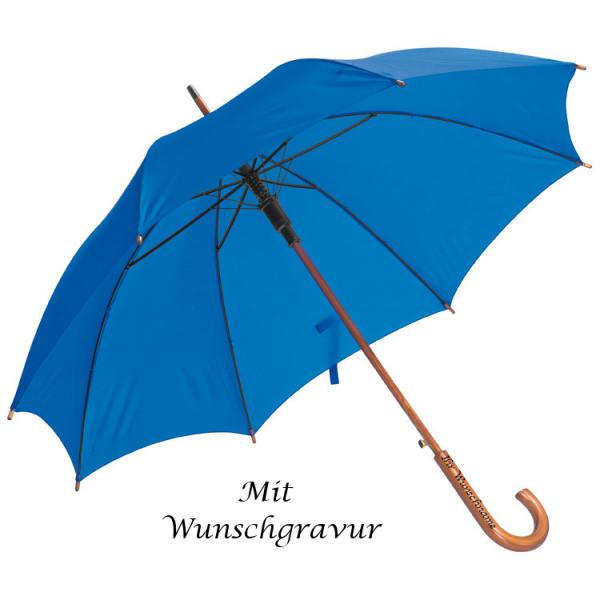 Automatik-Regenschirm mit Gravur / Farbe: blau