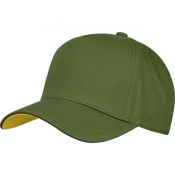 Baumwoll Basecap "CrisMa" 5 Panel / mit Metallverschluss / Farbe: grün (khaki)