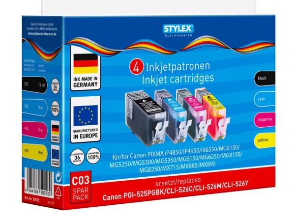 Druckerptronen für Canon Pixma iP4850/iP4950/iX6550/MG5150/MG5250 ... / 4er Set