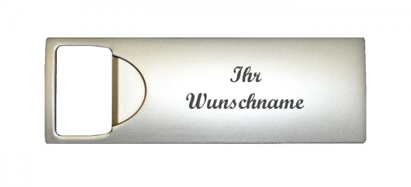 Flaschenöffner mit Namensgravur - aus Metall