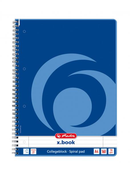 Herlitz Collegeblock XL / 160 Bl. / DIN A4 / Spiralblock / Lin. 27 / liniert