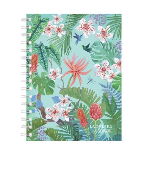 Herlitz Spiralkladde / Spiralblock / DIN A6 / kariert / "LadyLike Jungle"