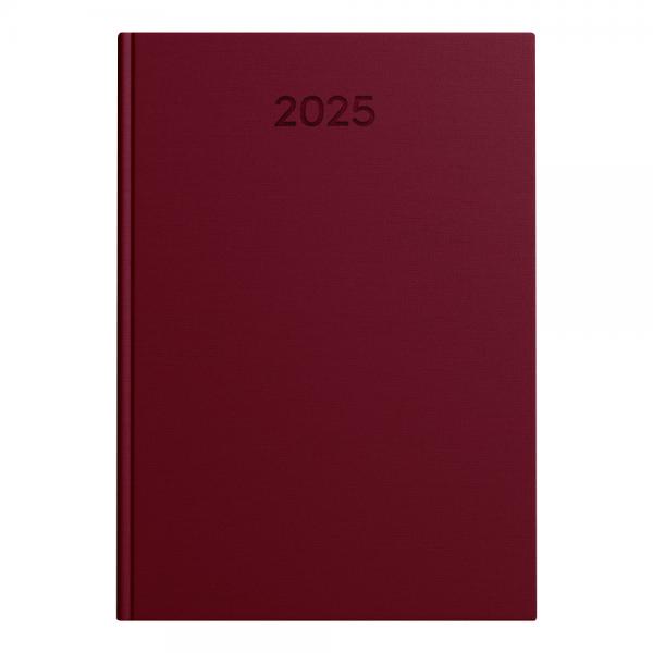 Idena Buchkalender 2025 mit Gravur / Chefkalender / A5 / Farbe: burgund