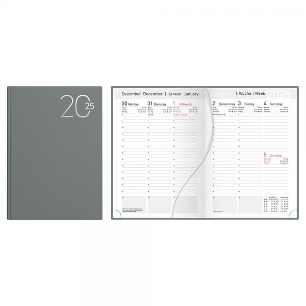 Idena Wochenkalender 2025 XL / Buchkalender / Farbe: grau