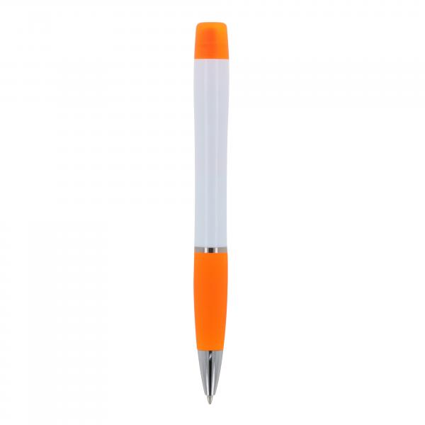 Kugelschreiber / mit dreifarbigen Textmarker / Farbe: weiß-orange