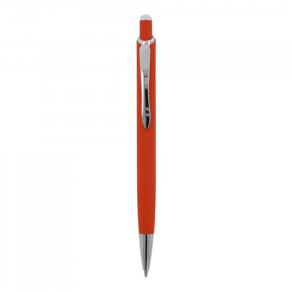 Kugelschreiber mit Gravur / aus Metall / mit Soft Touch / Farbe: orange