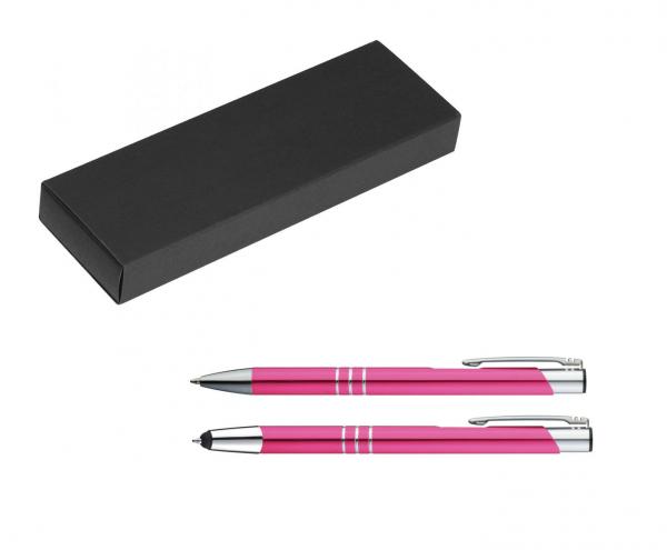 Metall Schreibset / Touchpen Kugelschreiber + Kugelschreiber / Farbe: pink