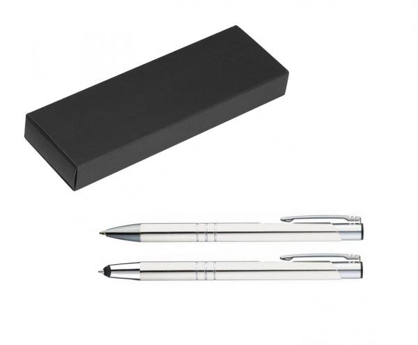 Metall Schreibset / Touchpen Kugelschreiber + Kugelschreiber / Farbe: weiß