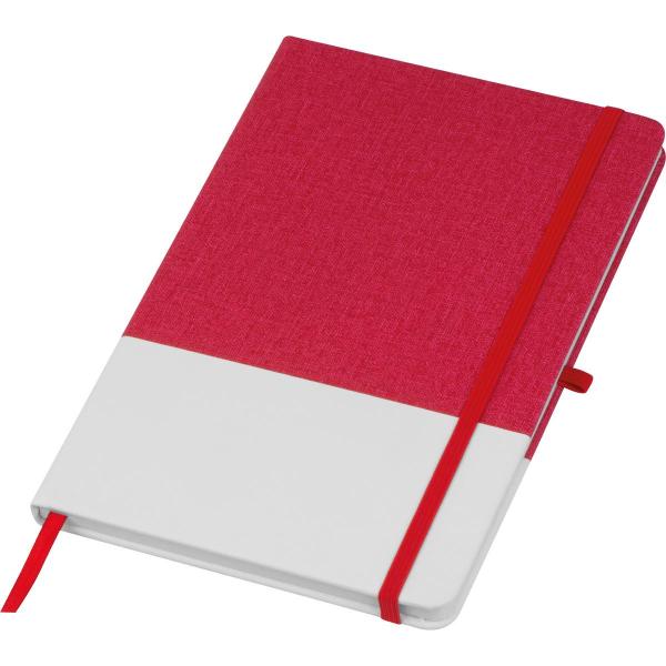 Notizbuch mit Gravur / mit PU-Cover / A5 / 160 karierte Seiten / Farbe: weiß-rot