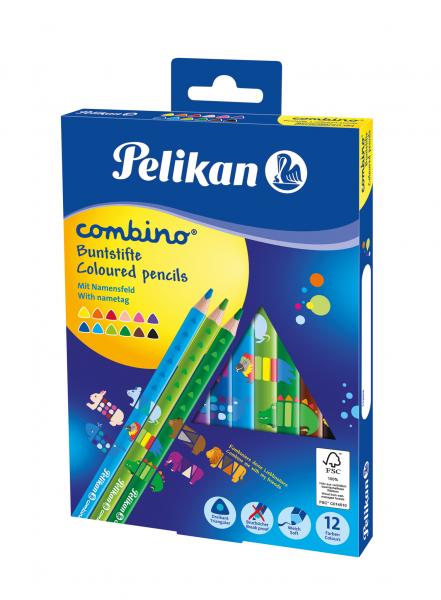 Pelikan Malset "Combino" / 12 Jumbo Buntstifte + 9 Fasermaler / mit Tiermotive