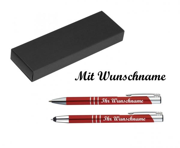 Schreibset mit Namensgravur - Touchpen Kugelschreiber + Kugelschreiber - rot