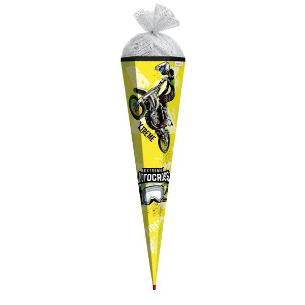 Schultüte mit Namensgravur - 85cm - mit Folieneffekt - "Extreme Motocross"