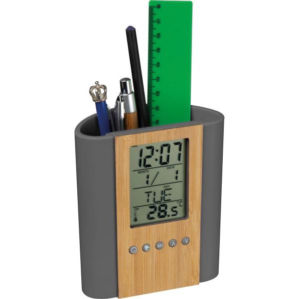 Stifteköcher mit Uhr, Thermometer, Kalender, Wecker, Timer