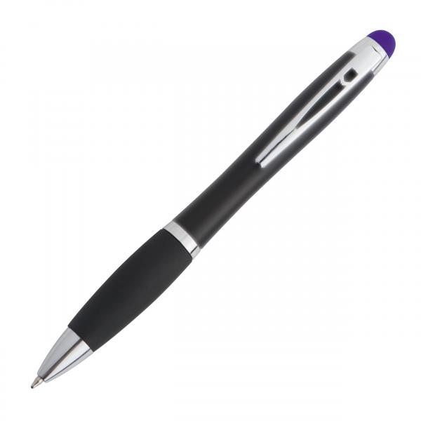 Touchpen Drehkugelschreiber / Farbe: schwarz mit violetten Stylus