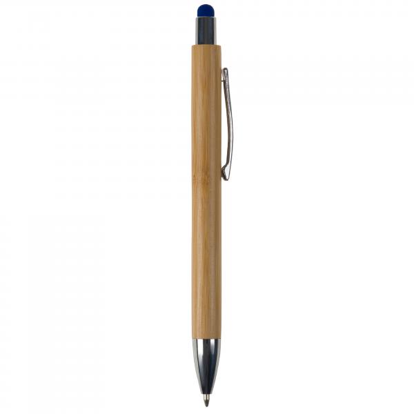 Touchpen Holz-Kugelschreiber mit Gravur / Stylusfarbe: blau