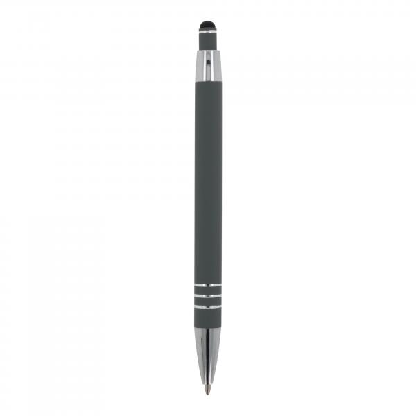 Touchpen Kugelschreiber / aus Metall / mit Soft-Touch / Farbe: grau