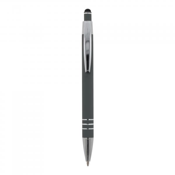 Touchpen Kugelschreiber / aus Metall / mit Soft-Touch / Farbe: grau