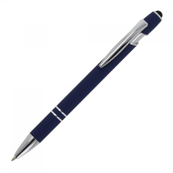 Touchpen Kugelschreiber / aus Metall / Soft-Touch / Farbe: dunkelblau