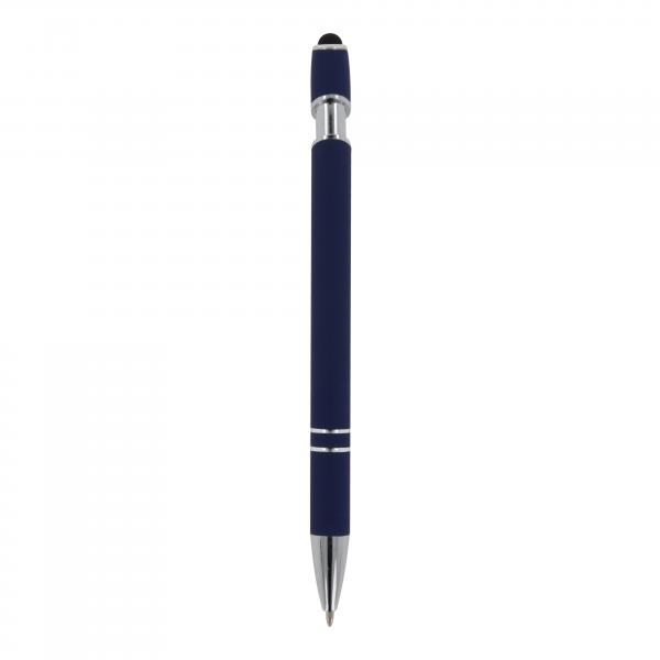 Touchpen Kugelschreiber / aus Metall / Soft-Touch / Farbe: dunkelblau