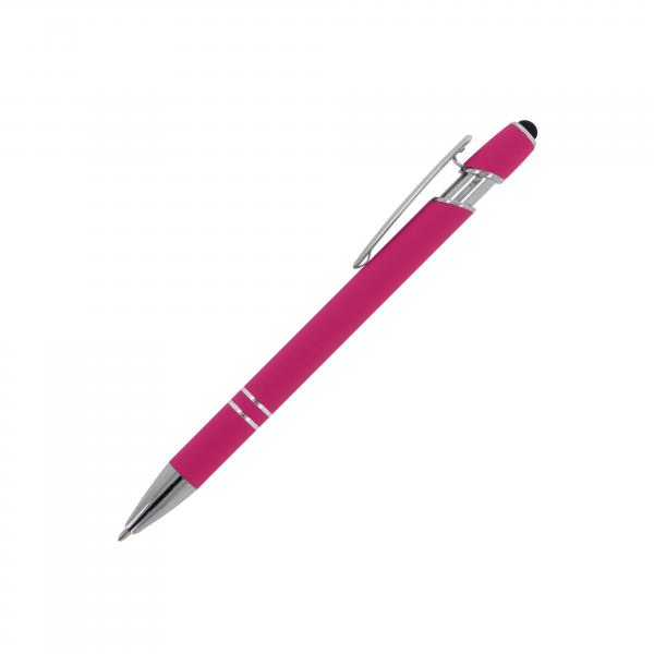 Touchpen Kugelschreiber / aus Metall / Soft-Touch / Farbe: pink