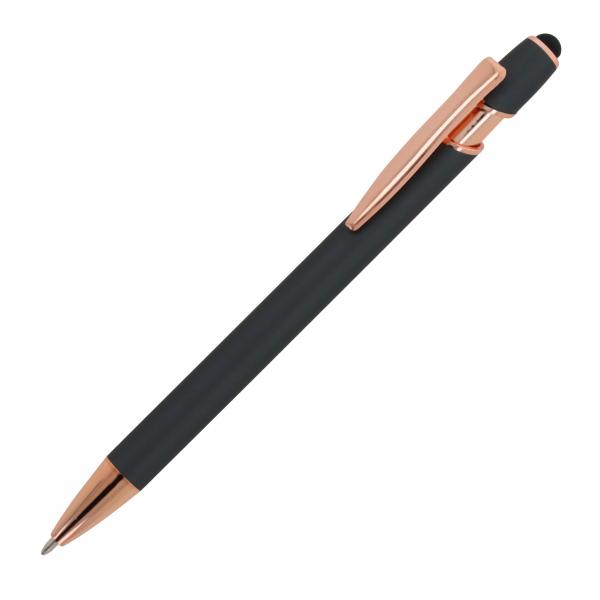 Touchpen Kugelschreiber "Roségold" / aus Metall / Soft-Touch / Farbe: grau