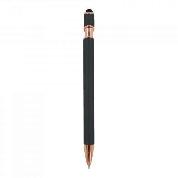 Touchpen Kugelschreiber "Roségold" / aus Metall / Soft-Touch / Farbe: grau