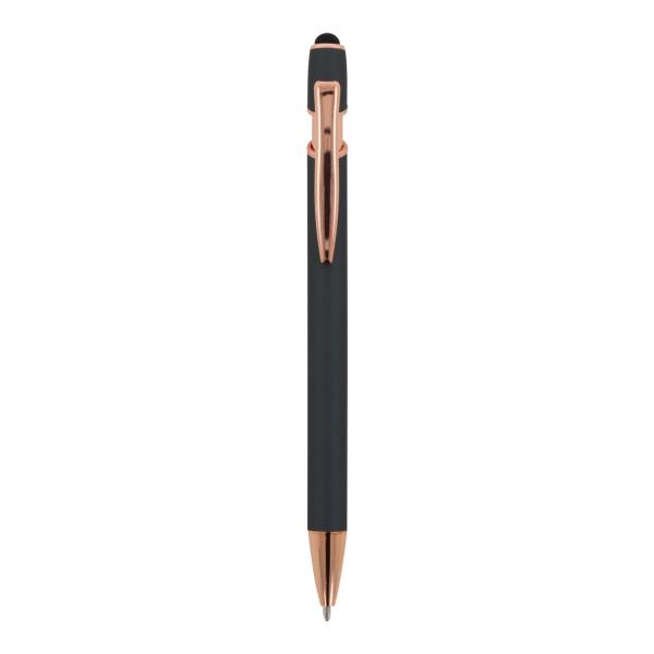 Touchpen Kugelschreiber "Roségold" / aus Metall / Soft-Touch / Farbe: grau