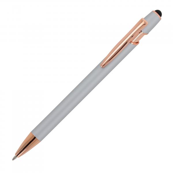 Touchpen Kugelschreiber "Roségold" mit Namensgravur - aus Metall - Farbe: silber