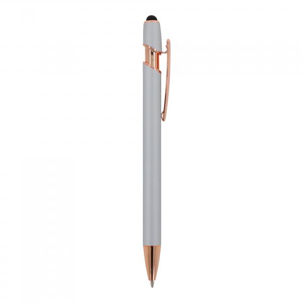 Touchpen Kugelschreiber "Roségold" mit Namensgravur - aus Metall - Farbe: silber