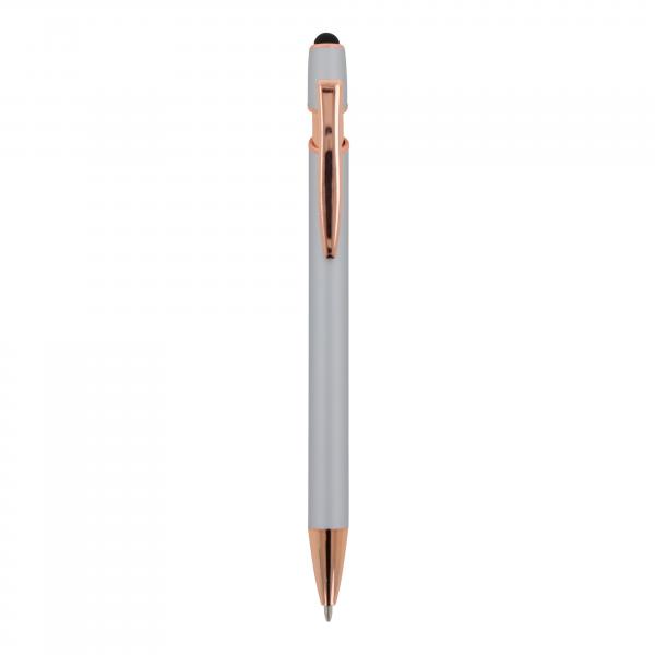 Touchpen Kugelschreiber "Roségold" mit Namensgravur - aus Metall - Farbe: silber