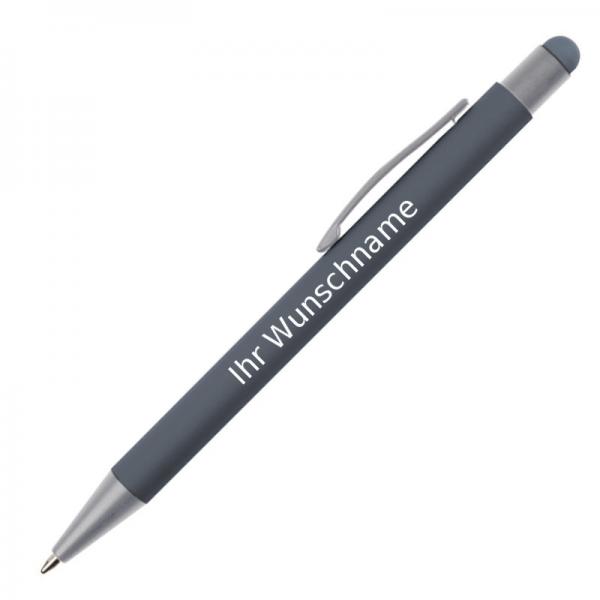 Touchpen Kugelschreiber mit Gravur / aus Metall / Farbe: anthrazit