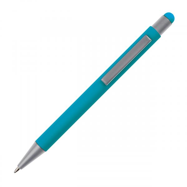 Touchpen Kugelschreiber mit Gravur / aus Metall / Farbe: hellblau