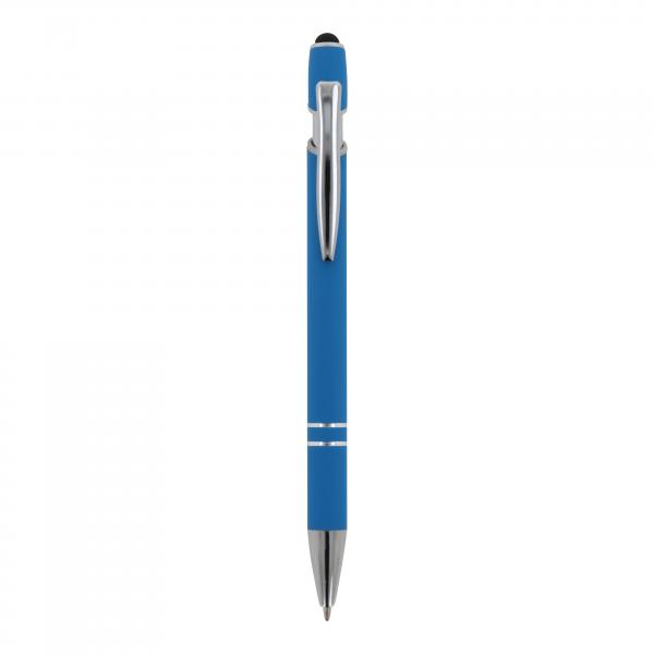 Touchpen Kugelschreiber mit Gravur / aus Metall / Soft-Touch / Farbe: hellblau