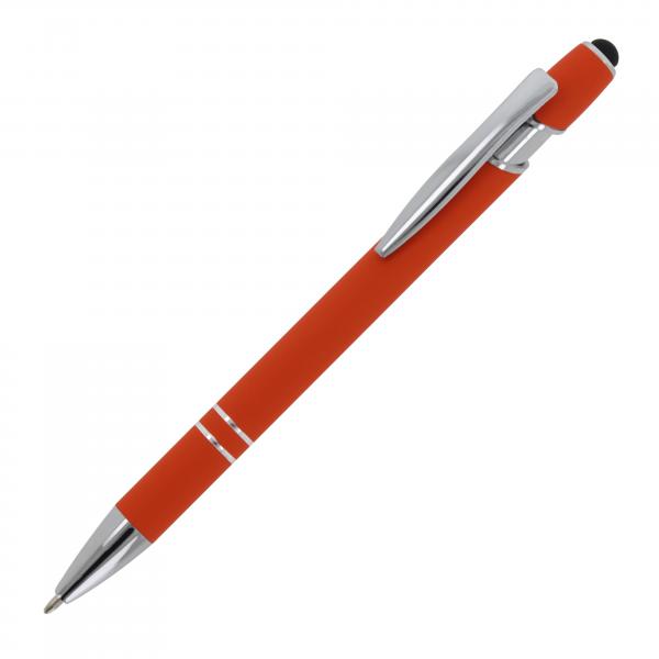 Touchpen Kugelschreiber mit Gravur / aus Metall / Soft-Touch / Farbe: orange