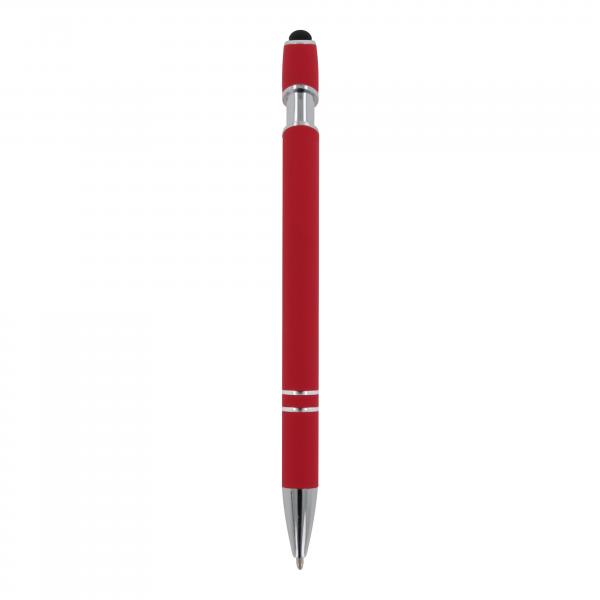 Touchpen Kugelschreiber mit Gravur / aus Metall / Soft-Touch / Farbe: rot