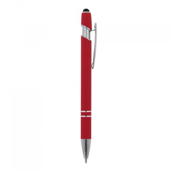 Touchpen Kugelschreiber mit Gravur / aus Metall / Soft-Touch / Farbe: rot