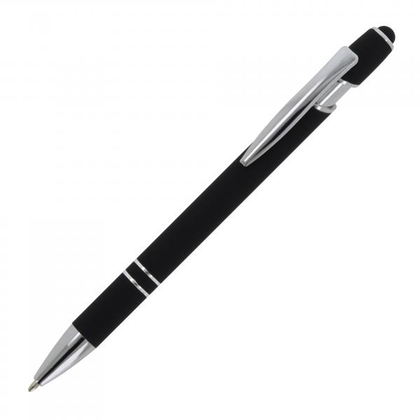 Touchpen Kugelschreiber mit Gravur / aus Metall / Soft-Touch / Farbe: schwarz