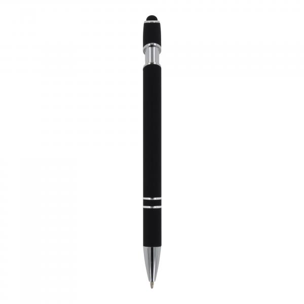 Touchpen Kugelschreiber mit Gravur / aus Metall / Soft-Touch / Farbe: schwarz