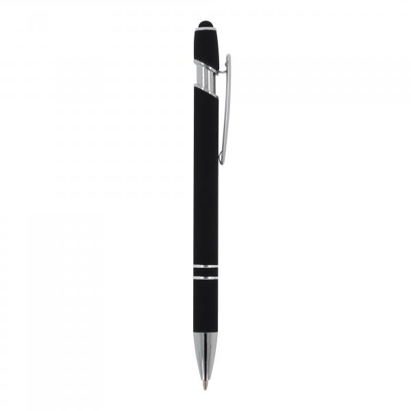 Touchpen Kugelschreiber mit Gravur / aus Metall / Soft-Touch / Farbe: schwarz