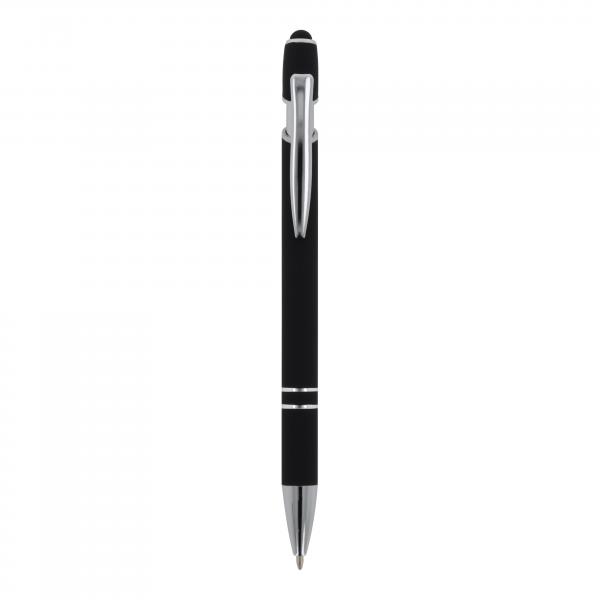 Touchpen Kugelschreiber mit Gravur / aus Metall / Soft-Touch / Farbe: schwarz