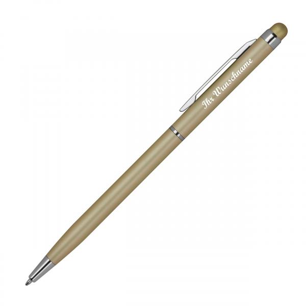 Touchpen Kugelschreiber mit Namensgravur - schlankes design - Farbe: gold