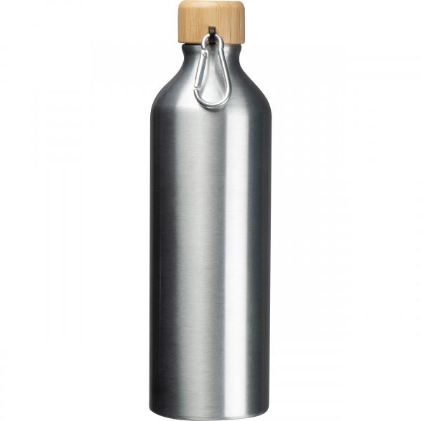 Trinkflasche aus recyceltem Aluminium mit Karabiner / 750 ml / Farbe: silbergrau