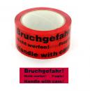 Paketband Packband Warnband Bruchgefahr 66m x 50mm